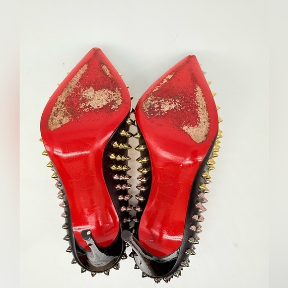 Christian Louboutin Black Leather Pigalle Ombre Spike 100mm pumps EU 37.5 - Picture 7 of 9